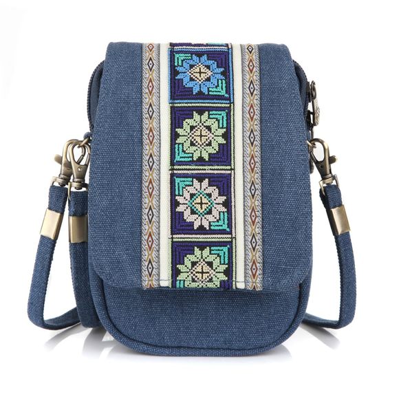 Embroidery Canvas Crossbody Bag Cell Phone Pouch Coin Purse XD - Picture 1 of 7
